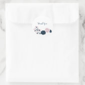 ピンクとネイビーの感謝してい花よ ラウンドシール (バッグ)