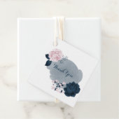 ピンクとネイビーの花あなた感謝していのメッセージカード フェイバータグ (インサイチュ)