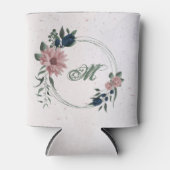 ピンクとネイビーの花のボタニカル 缶クーラー (正面)