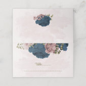 ピンクとネイビーの花の植物の結婚式 プレイスカード (外部開封)