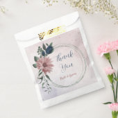 ピンクとネイビーの花の植物ウェディング フェイバーバッグ (封をした状態)