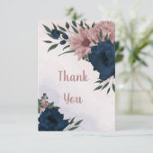 ピンクとネイビーの花の植物学 サンキューカード (スタンド正面)