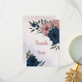 ピンクとネイビーの花の植物学 サンキューカード