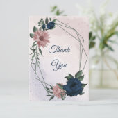 ピンクとネイビーの花の植物学 サンキューカード (スタンド正面)