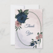 ピンクとネイビーの花の植物学 サンキューカード (正面)