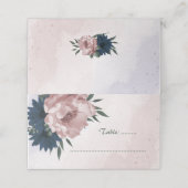 ピンクとネイビーの花の植物学 プレイスカード (外部開封)