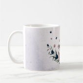 ピンクとネイビーの花の植物 コーヒーマグカップ (左)