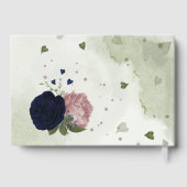 ピンクとネイビーの花の緑 ゲストブック (裏面)