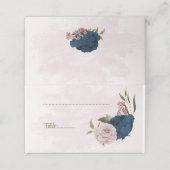 ピンクとネイビーの花ボタニカル結婚ズ プレイスカード (外部開封)