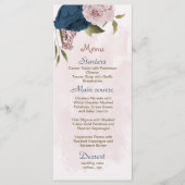 ピンクとネイビーの花ボタニカル結婚ズ メニュー (正面)