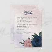 ピンクとネイビーの花ボタニ結婚ーズ エンクロージャーカード (正面/裏面)