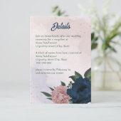 ピンクとネイビーの花ボタニ結婚ーズ エンクロージャーカード (スタンド正面)