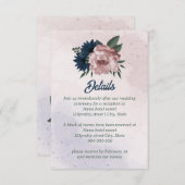 ピンクとネイビーの花ボタニ結婚ーズ エンクロージャーカード (正面/裏面)