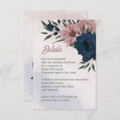 ピンクとネイビーの花ボタニ結婚ーズ エンクロージャーカード (正面/裏面)