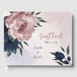 ピンクとネイビーの花ボタニ結婚ーズ ゲストブック
