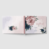 ピンクとネイビーの花ボタニ結婚ーズ ゲストブック (全面)