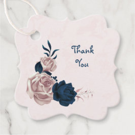 ピンクとネイビーの花葉と フェイバータグ