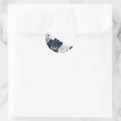 ピンクとネイビーの花 ラウンドシール (バッグ)