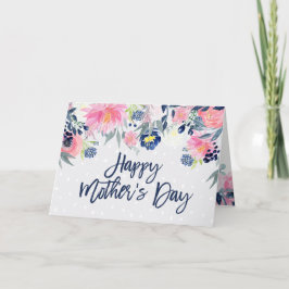 ピンクとネイビーの花 | Happy Mother's Day カード
