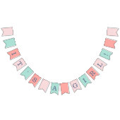 ピンクとネイビーの赤ちゃんシャワー バンティングフラッグ (全)