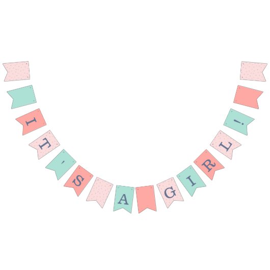 ピンクとネイビーの赤ちゃんシャワー バンティングフラッグ (全)