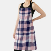 ピンクとネイビーのPlaid、市松模様に、タータンチェックシームレス  エプロン (インサイチュ)