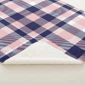 ピンクとネイビーのPlaid、市松模様に、タータンチェックシームレス  シェルパブランケット (3/4)