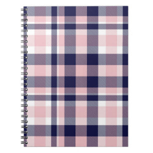 ピンクとネイビーのPlaid、市松模様に、タータンチェックシームレス ノートブック