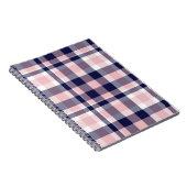 ピンクとネイビーのPlaid、市松模様に、タータンチェックシームレス  ノートブック (右側)