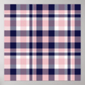 ピンクとネイビーのPlaid、市松模様に、タータンチェックシームレス ポスター (正面)