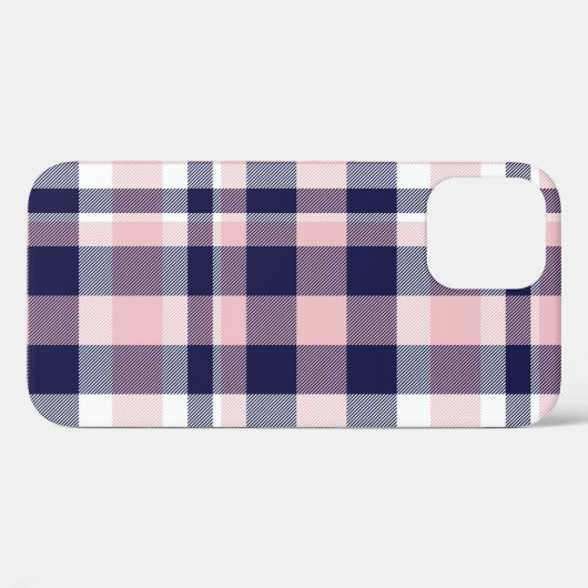 ピンクとネイビーのPlaid、市松模様に、タータンチェックシームレス Case-Mate iPhoneケース (裏面 (横))