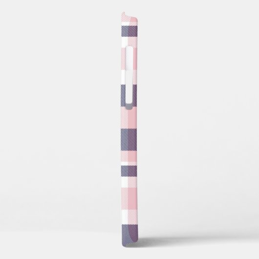 ピンクとネイビーのPlaid、市松模様に、タータンチェックシームレス Case-Mate iPhoneケース (裏面 / 左)