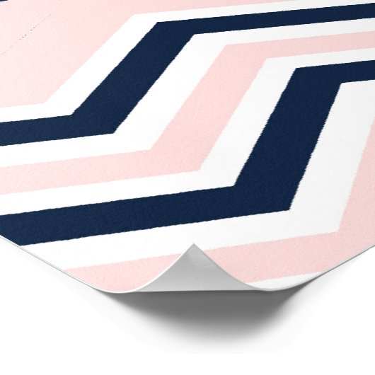 ピンクとネイビークジラ子供部屋ポスター ポスター (角)