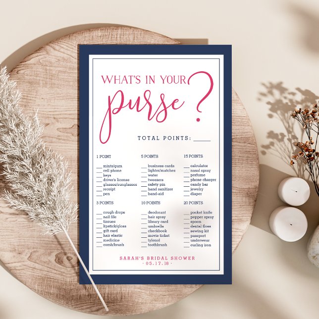 ピンクとネイビーパイナップルブライダルシャワー財布ゲーム (クリエイターアップロード済み)