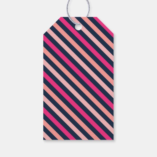 ピンクとネイビーブルーの愛のパタストライプーンギフトラベル ギフトタグ (裏面)