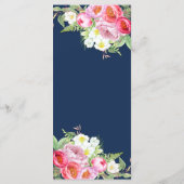 ピンクとネイビーブルーの水彩花のメニューカード メニュー (裏面)