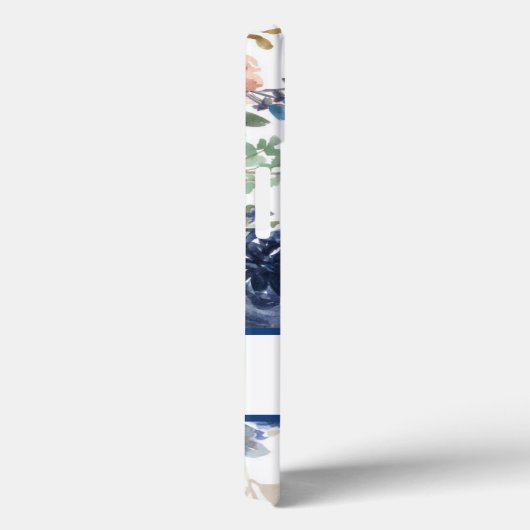 ピンクとネイビーブルーの水色フローラ名 Case-Mate iPhoneケース (裏面 / 右)