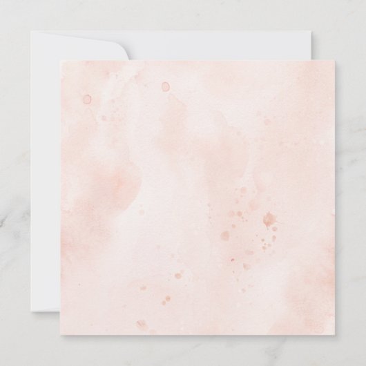 ピンクとネイビーブルーウォーター色の花結婚の色 招待状 (裏面)