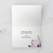 ピンクとネービーの花 |ストライプのお母様の日 カード (内部)