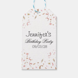 ピンクとバラの金ゴールドグリッター紙吹雪 ギフトタグ