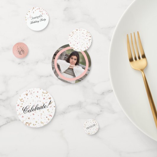 ピンクとバラの金ゴールドグリッター紙吹雪 コンフェッティ (グループ)