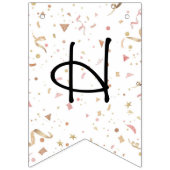 ピンクとバラの金ゴールドグリッター紙吹雪 バンティングフラッグ (第2の旗)