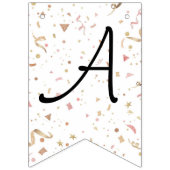 ピンクとバラの金ゴールドグリッター紙吹雪 バンティングフラッグ (第3の旗)