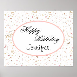 ピンクとバラの金ゴールドグリッター紙吹雪 ポスター