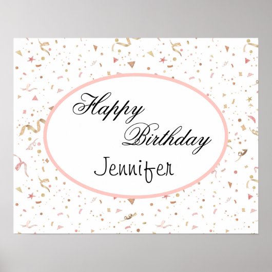 ピンクとバラの金ゴールドグリッター紙吹雪 ポスター (正面)