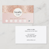 ピンクとバラの金ゴールドシークインサロン6パンチロイヤリティ ロイヤリティカード (正面/裏面)