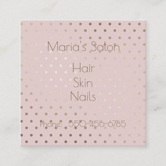 ピンクとバラの金ゴールドスクエアビジネスカード スクエア名刺 (正面)