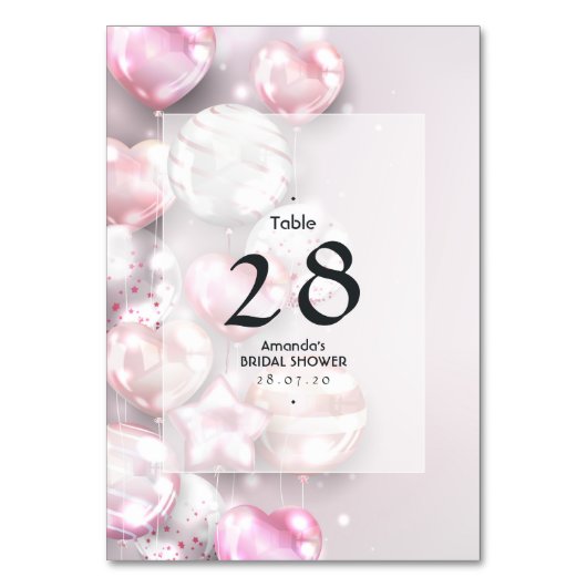 ピンクとバラの金ゴールドバルーン テーブルナンバー (正面)