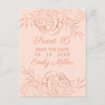 ピンクとバラの金ゴールドファインアートフローラ日付の保存