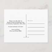 ピンクとバラの金ゴールドファインアートフローラ日付の保存 案内ポストカード (裏面)